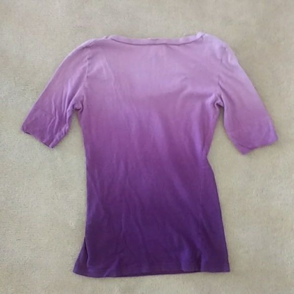 C&C California Purple Ombre Dip Dye Half Sleeve Scoopneck T Shirt XS - Picture 3 of 4